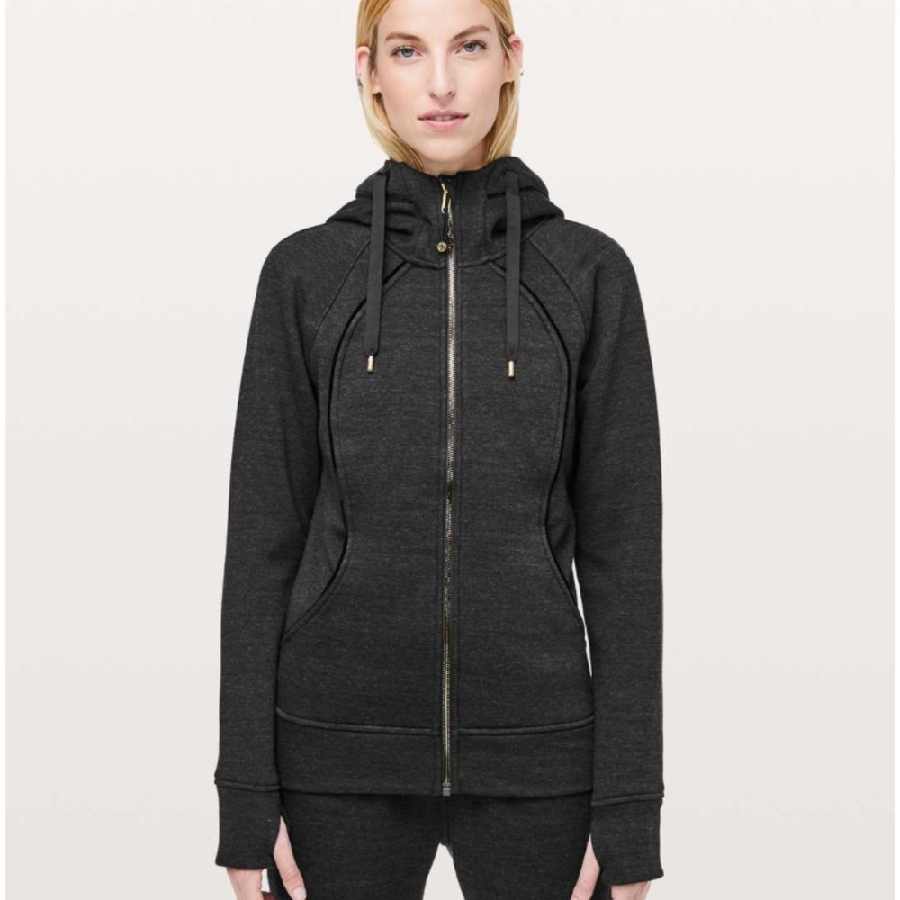 EUC Lululemon Scuba Hoodie Plush - Heathered Core Black Sz 12